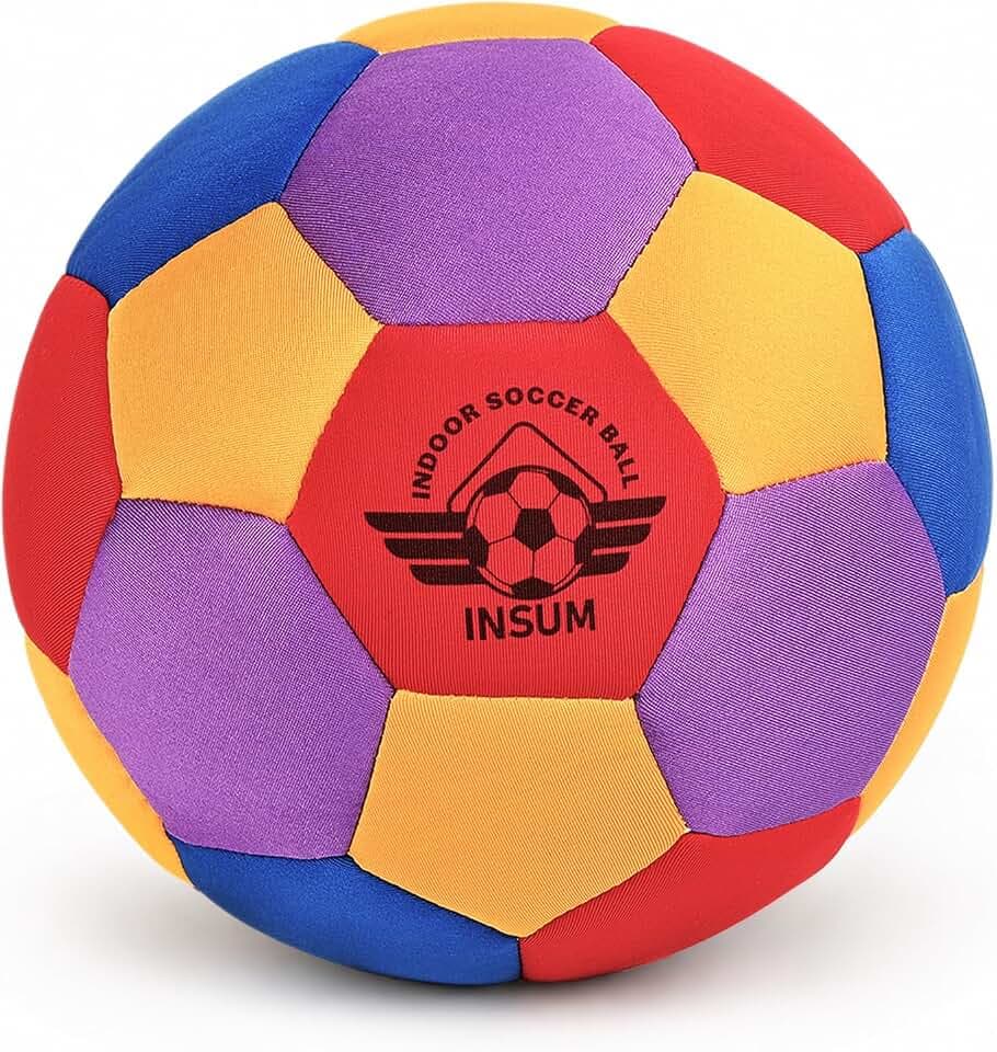 INSUM Silent Indoor Soccer Ball, Size 4 Soft Soccer Ball with Pump