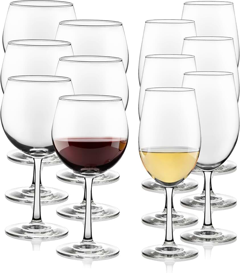 Libbey Vineyard Reserve Wine Glasses Set of 12, Red & White Clear Stemware