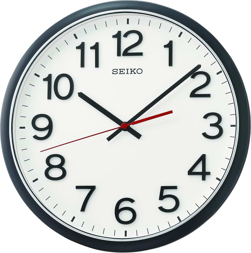 Seiko Wanduhr schwarz Kunststoff Schleichende Sekunde QXA750K