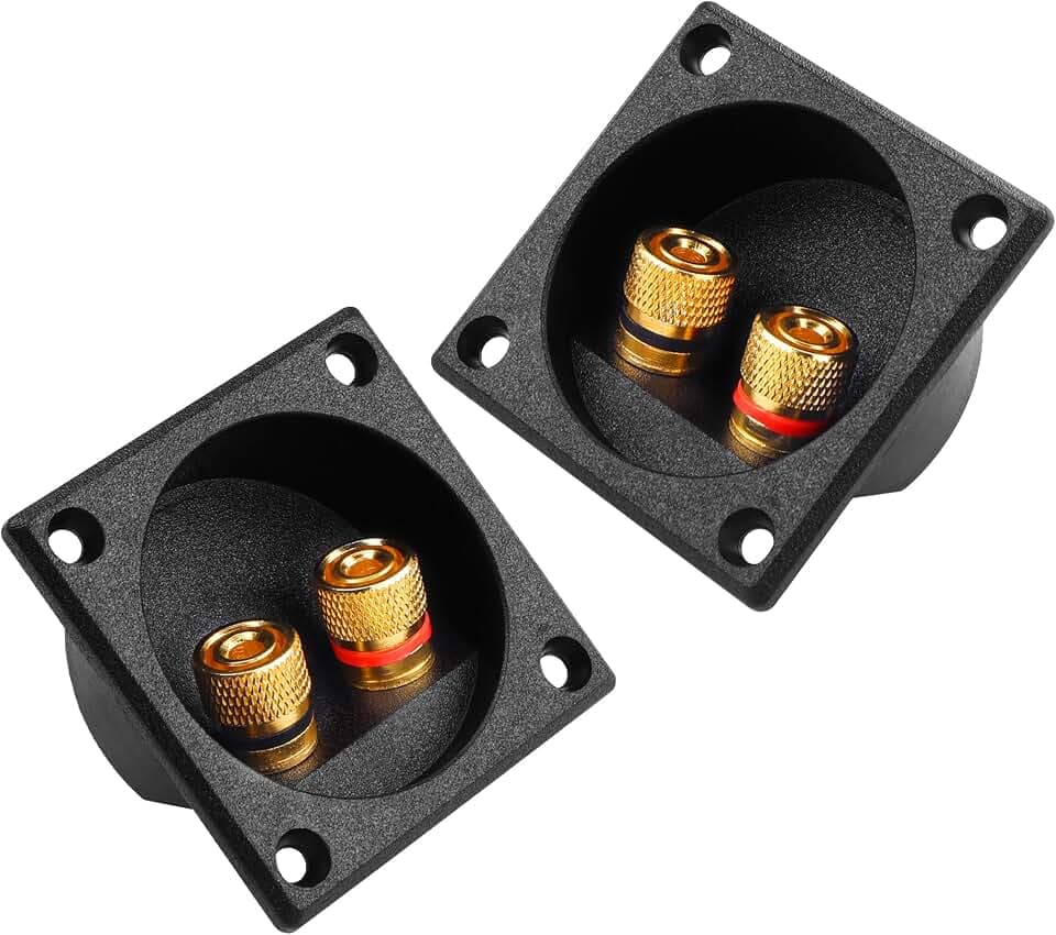 Lautsprecherklemme, 57X57mm 2 Weg Binding Post Subwoofer Box Terminal für Auto/Home Audio DIY（2 Pack）