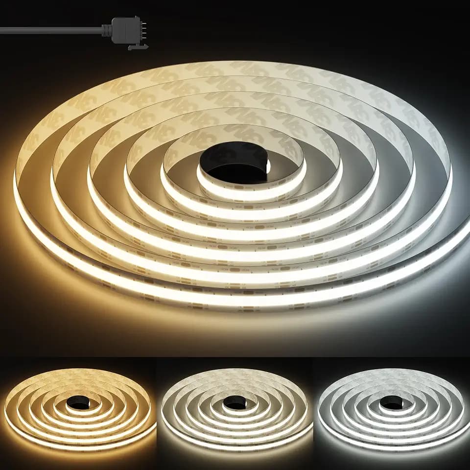 PAUTIX COB LED Strip Light White CCT Tunable 3200LEDs,CRI90+ 16.4ft/5m Dimmable 2700K-6500K 24V LED Tape Light,for Under Cabinet Bedroom Kitchen TV Mirror DIY Lighting(Adapter & Dimmer NOT Included)