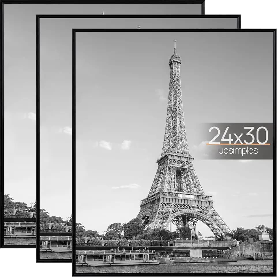 upsimples 24x30 Poster Frame, Easy Slide-In Assembly, Black, 3 Pack