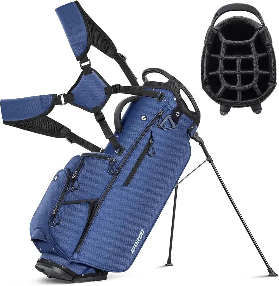 14 Way Golf Stand Bag, Men Women Lightweight Golf Bag with Individual Full-Length Dividers, 9 Tactical Pockets, Cooler Pocket, Rain Cover Ergonomic Dual Strap for Easy Carry