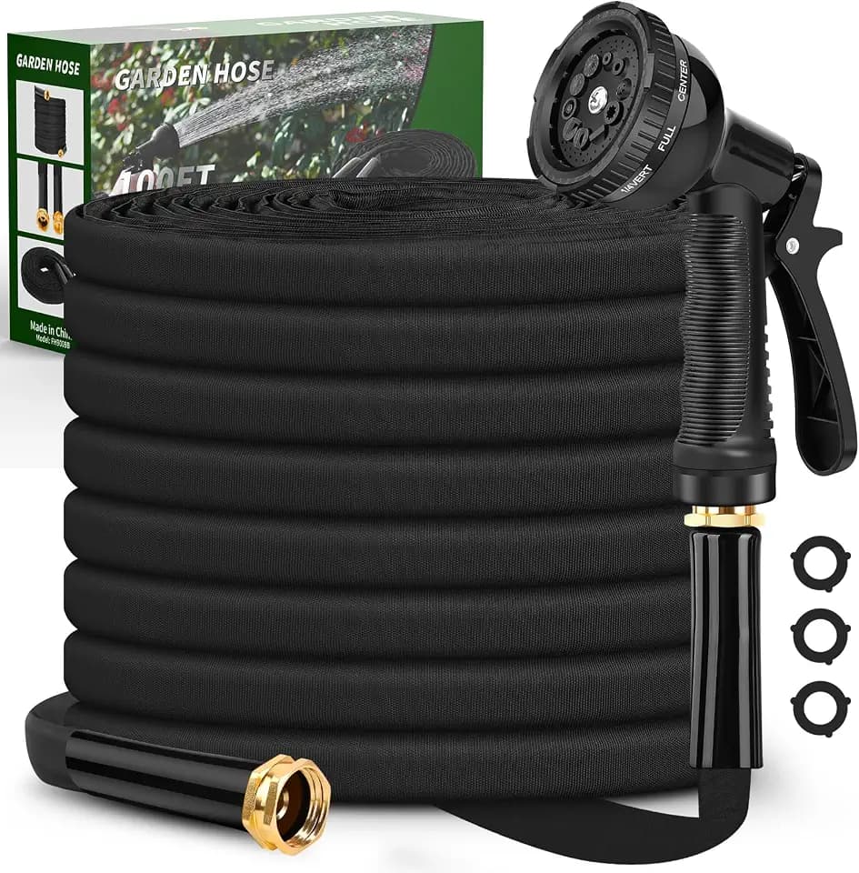 Itsonestep Garden Hose 100ft, 3/4GHT Non-Expanding Water Hose Lightweight, Flexible Garden Hose with 10 Function Nozzle, Kink-Free, Sturdy, High-Pressure, Abrasion Resistant Hoses for Yard, Garden