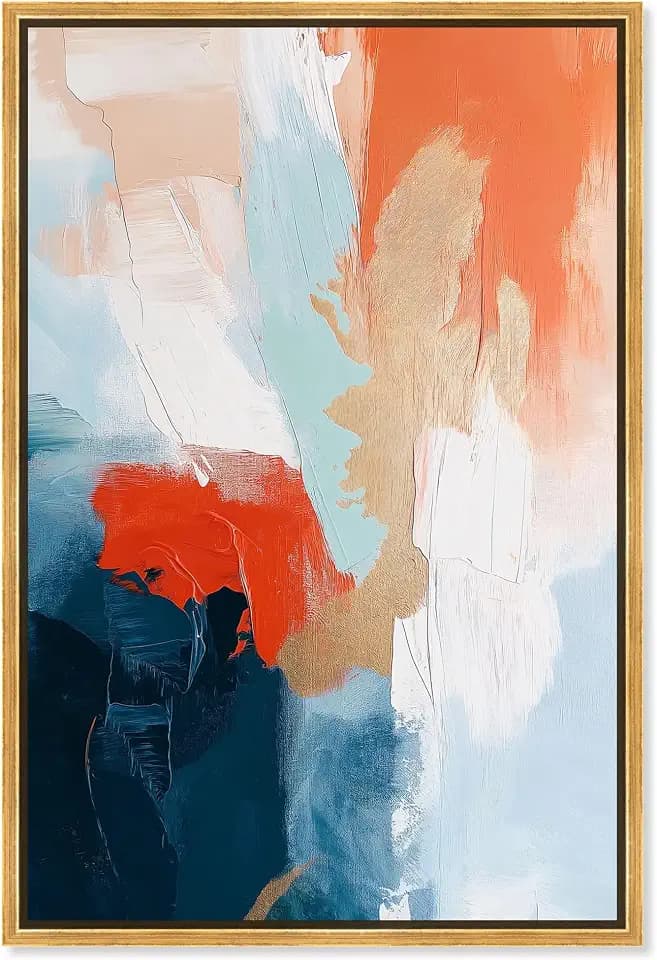 Art Remedy Marbled Abstracts Canvas, 20" x 30", Gold Frame, Bold and Bright II