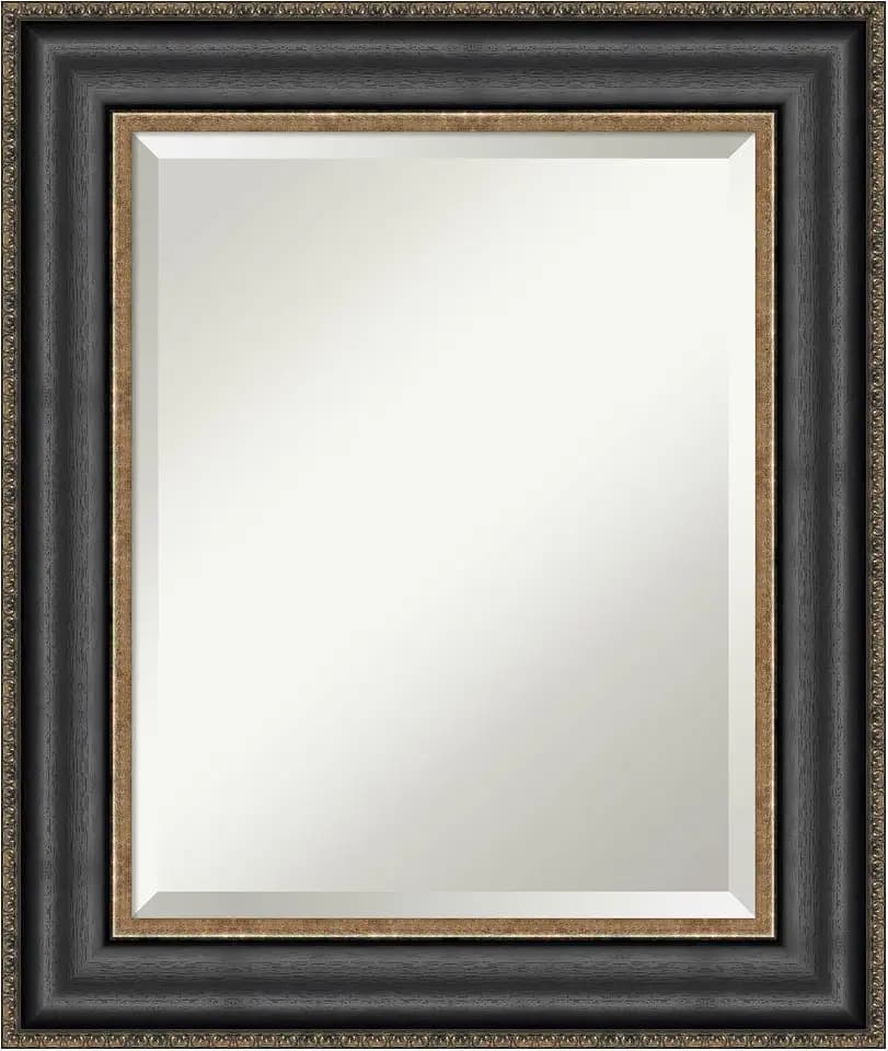 Amanti Art 26x22 Bathroom Vanity Mirror, Thomas Black Bronze Frame, Rectangular Wall Mirror, Beveled Edge, Hangs Horizontally or Vertically