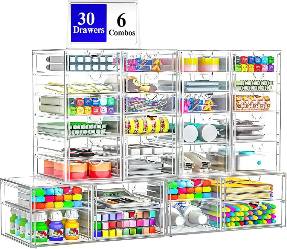 ARSTPEOE 30-Drawer Acrylic Storage & Makeup Organizer for Desk, Bath