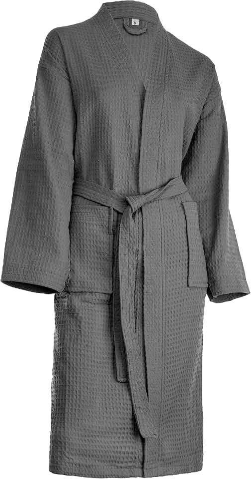 Brandsseller Bademantel Damen & Herren Baumwolle Unisex Leichter Morgenmantel Waffel-Pique