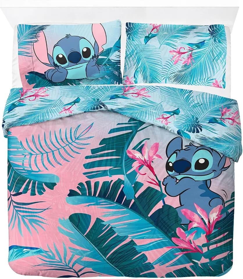 Disney Lilo & Stitch Kinder Bettwäsche-Set 100% Baumwolle, Mehrfarbig