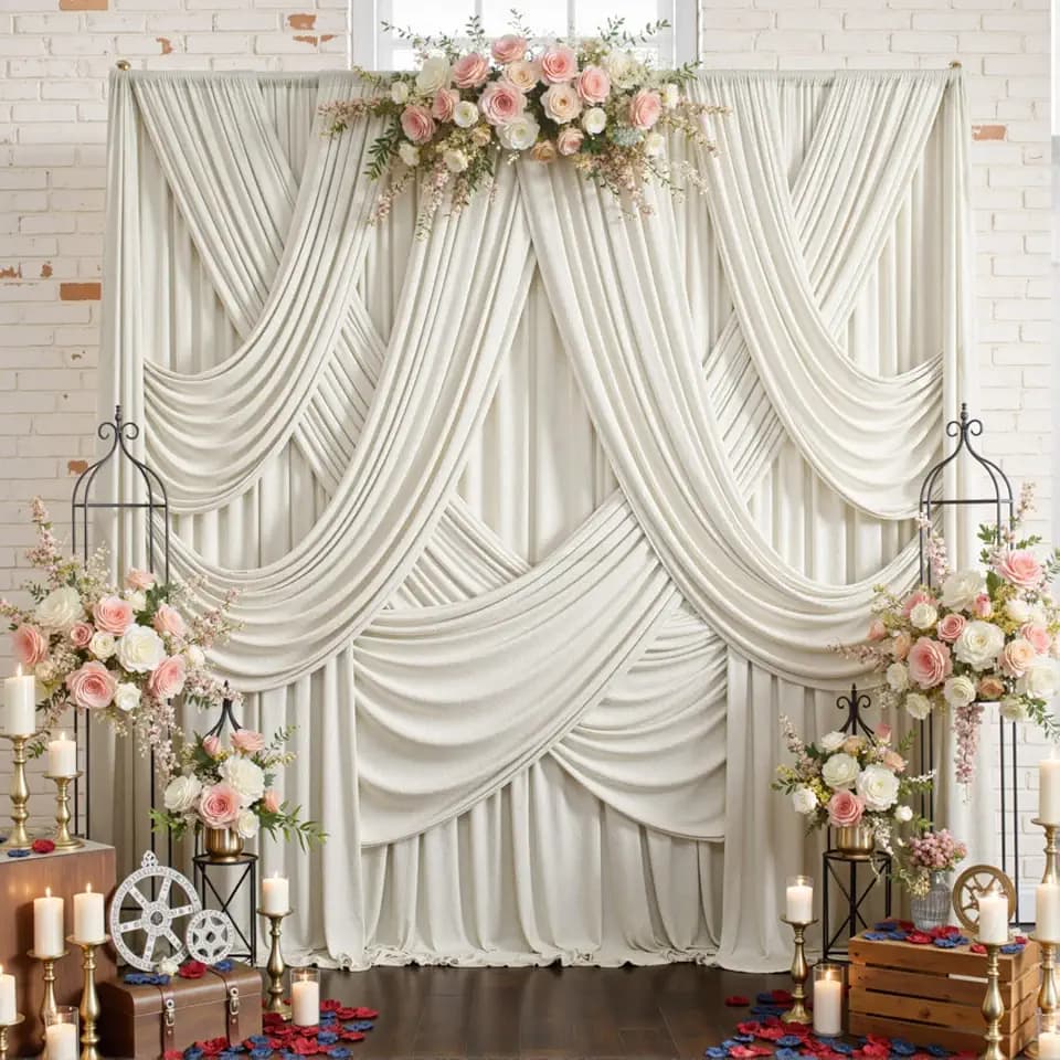 10ftx12ft Beige Backdrop Curtains for Parties, Wrinkle Free Polyester Beige Photo Backdrop Drapes 2 Panels 12 ft Long Back Drop Cloth for Wedding Birthday Photography Background