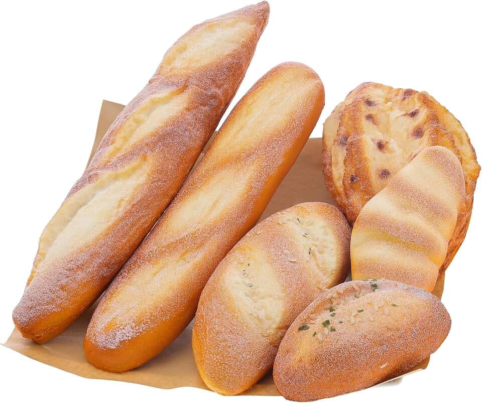 Woration 6pcs Fake Bread Set Decoration Realistic Artificial French Loaf