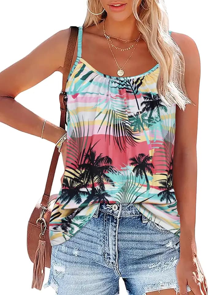 Tank Tops for Women Summer Spaghetti Strap Camisole Loose Sleeveless Top