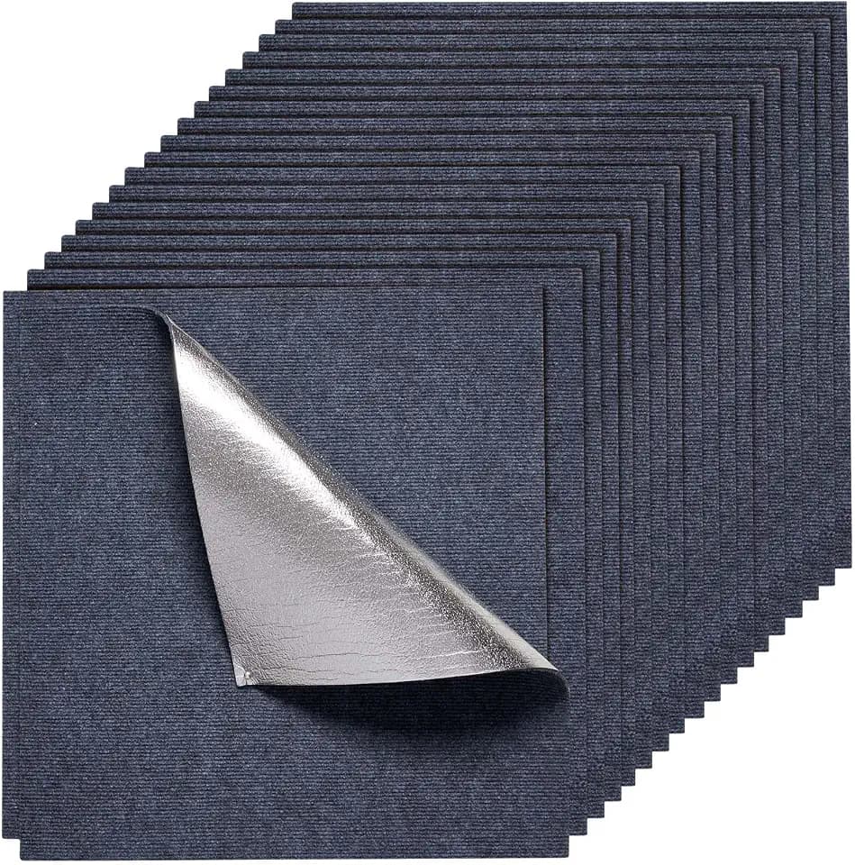 VEVOR Carpet Tiles 24x24 inch, 15 Pack Peel and Stick Carpet Square Rug, Self Adhesive Commercial Floor Soft Padded for Seamless Cover 60sq.ft², Easy DIY Replacement for Living Room Office,Gray