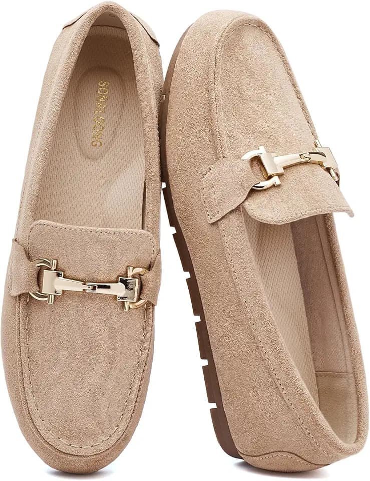 Womens Slip On Loafers Flats, Wide Width Memory Foam Arch Support