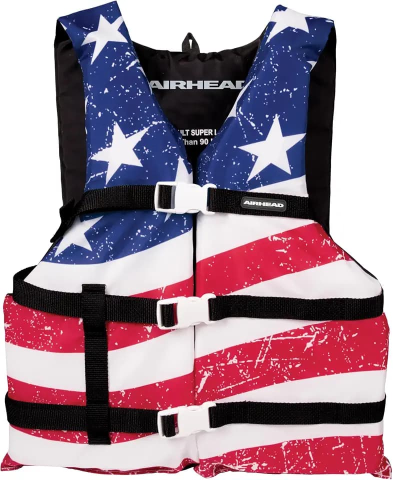 Sportstuff Stars & Stripes Life Jacket for Adults & Kids - USCG Approved Life Vest for Men, Women, Youth & Child, Open-Side Watersports Vest for Boating, Tubing & Swimming