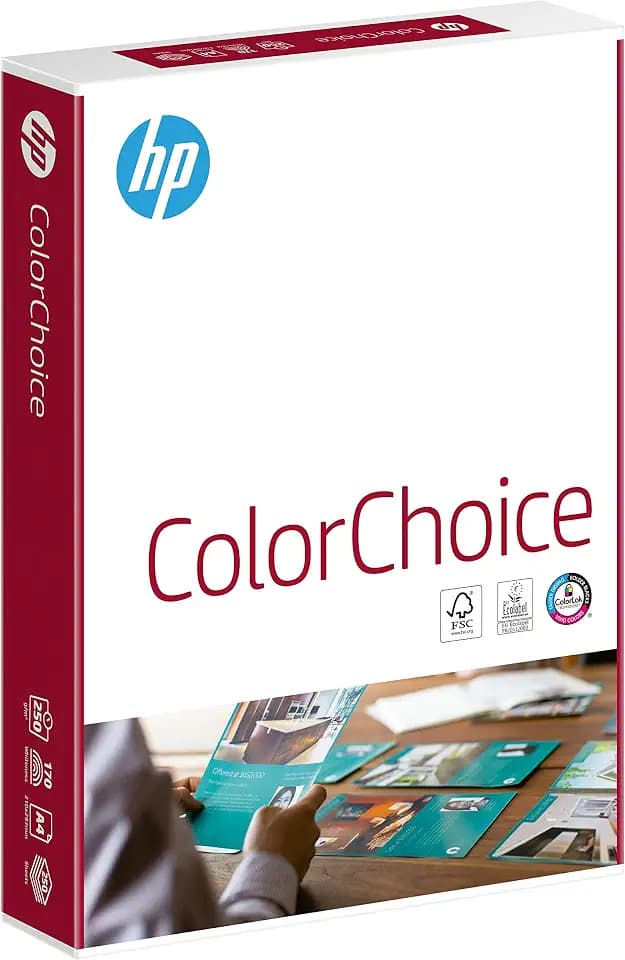 HP Color-Choice Farblaserpapier, Druckerpapier CHP756 – 250 g, DIN-A4, 250 Blatt, extraglatt, hochweiß – Für brillante Farben