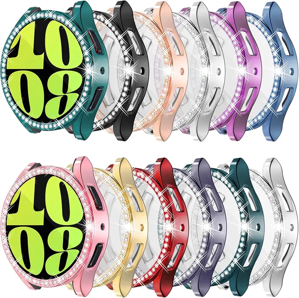 [12Pack] RICHONE Bling Screen Protector Case Compatible with Samsung Galaxy Watch 6 40mm, HD Full Protection Flexible TPU Bumper Anti Scratch Watch Cover Face for Women (SM-R930 40MM)