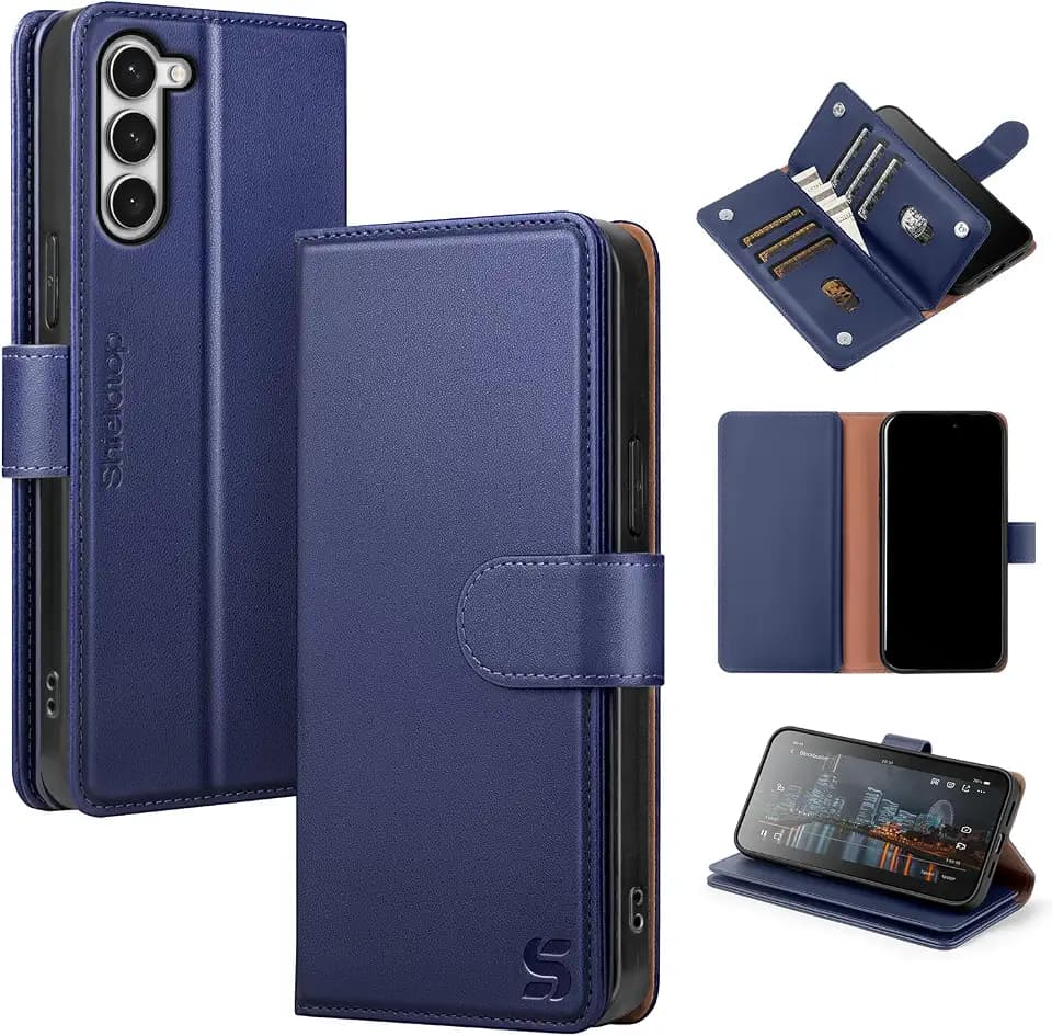 Shieldtop Compatible with Samsung Galaxy S23+ Plus Wallet Case with Card Holder,Women Men RFID Blocking PU Leather Flip TPU Protective Cover Credit Card Slots,Phone Case for S23 Plus,Dark Blue