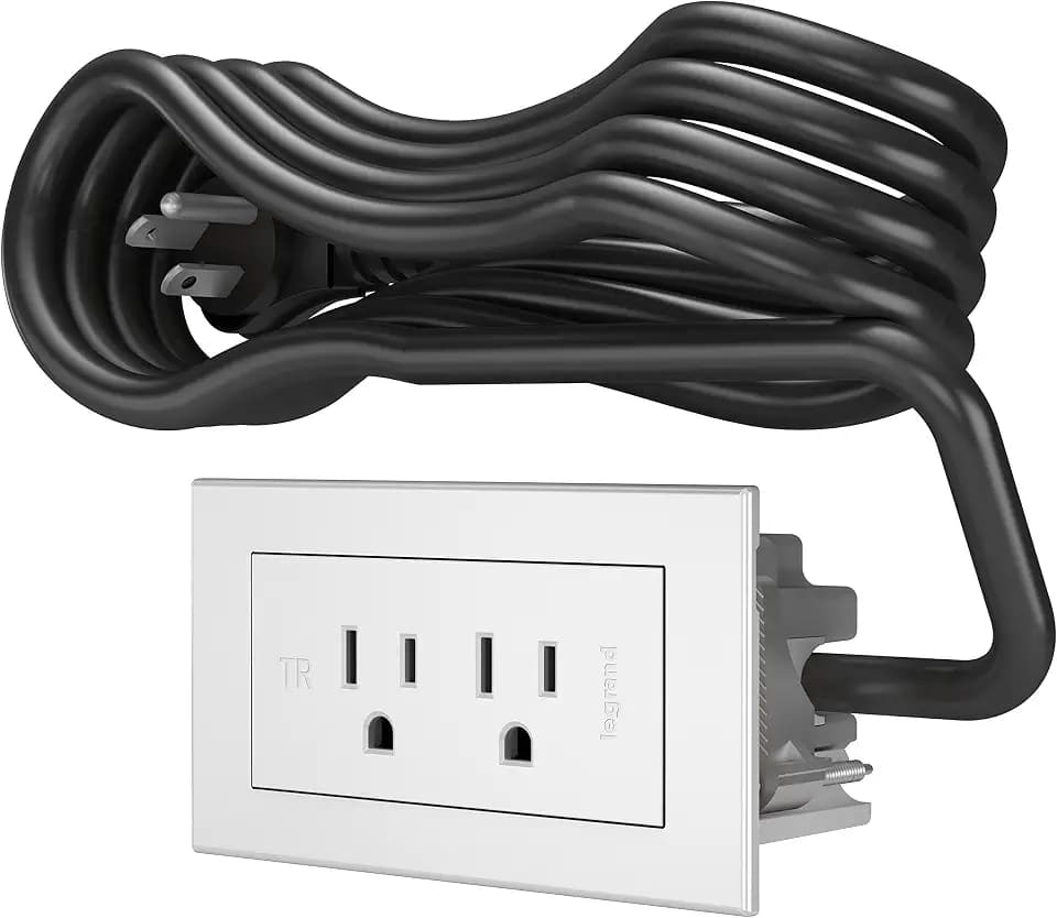 Legrand radiant Recessed Furniture Power Strip 2 Outlet White 6 Ft Cord