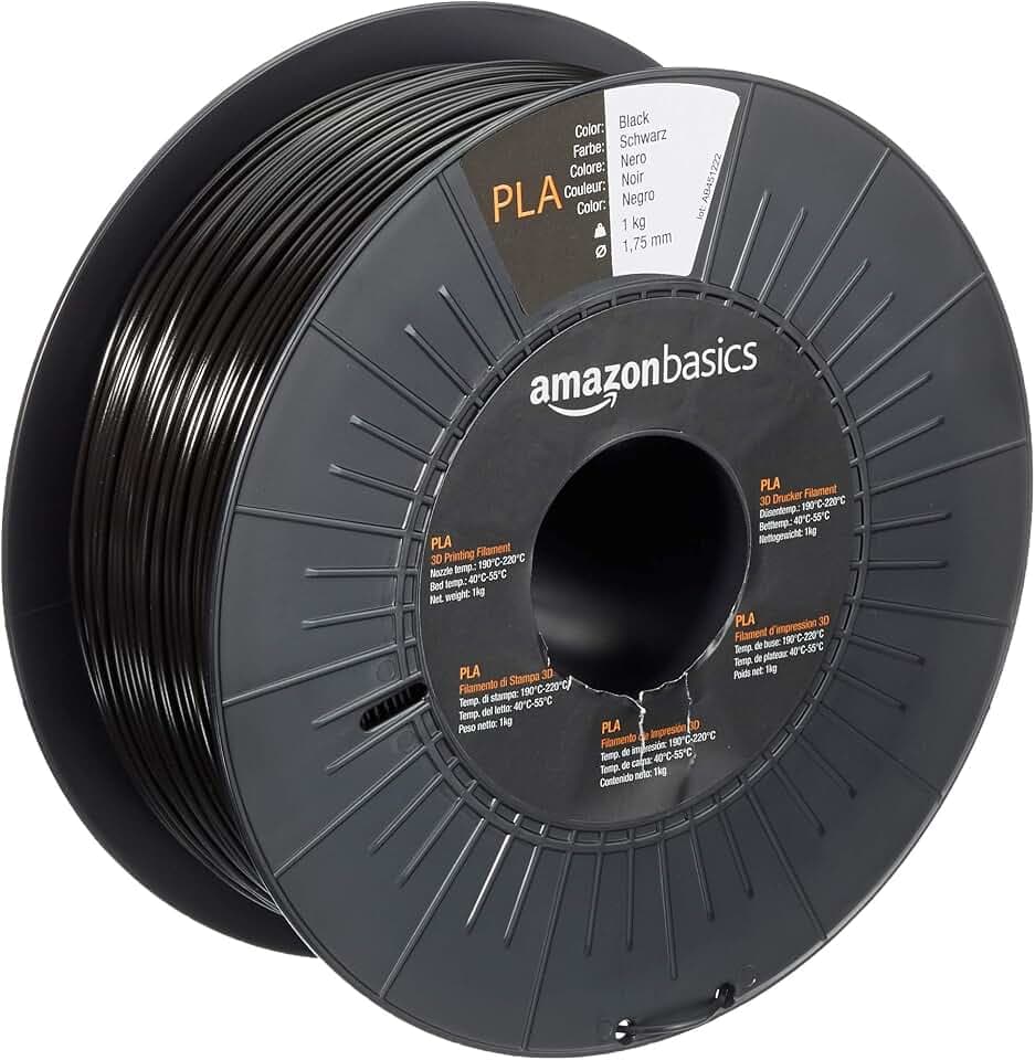 Amazon Basics 3D-Drucker-Filament aus PLA-Kunststoff, 1.75 mm, Schwarz, 1 Spool
