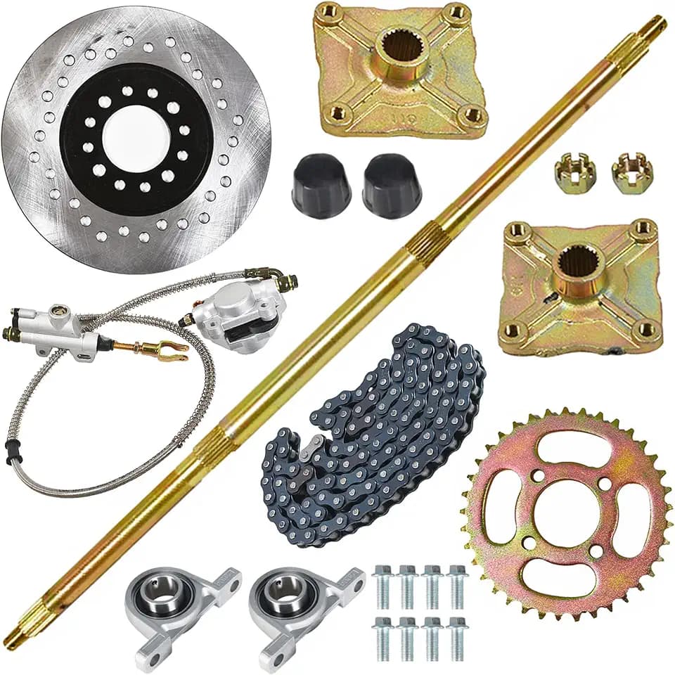 GXYWADY 32 Go Kart Rear Axle Kit with Shaft + Hub + Chain + Brake Master Cylinder Replacement for Go Kart ATV