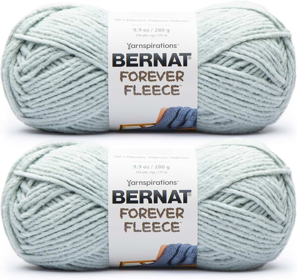 Bernat Forever Fleece Soft Yarn for Crocheting, Sage, 2-Pack