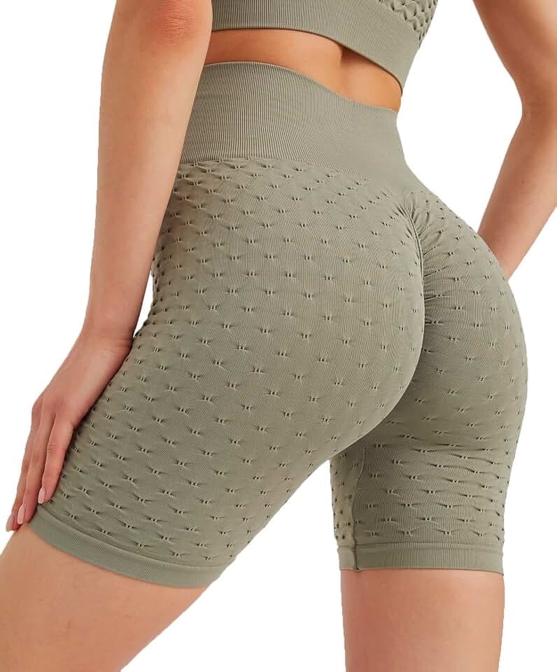 Leif Nelson Kurze Radlerhose Damen Leggings Booty Shorts high Waist Trainingshose Sport Leggins Gym Seamless Sporthose Blickdicht Sportleggings Yoga Fitnesshose für Gym Workout