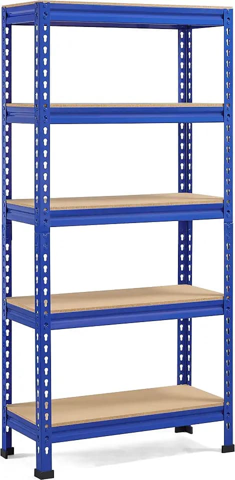 Yaheetech Lagerregal, 150 x 70 x 30 cm, Metallregal, Werkstatt/Garage/Küche, schwere Belastung 130 kg pro Ebene, ohne Schrauben, Blau