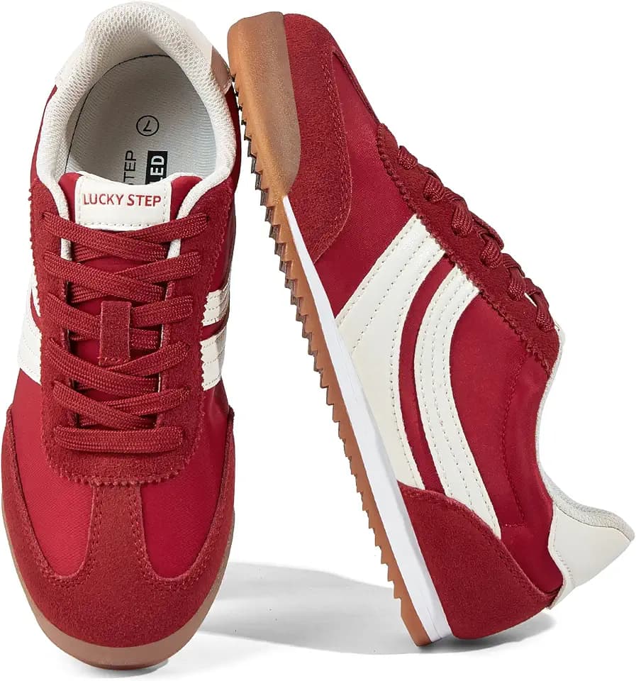 LUCKY STEP Women's Thin Retro Slim Tennis Sneakers