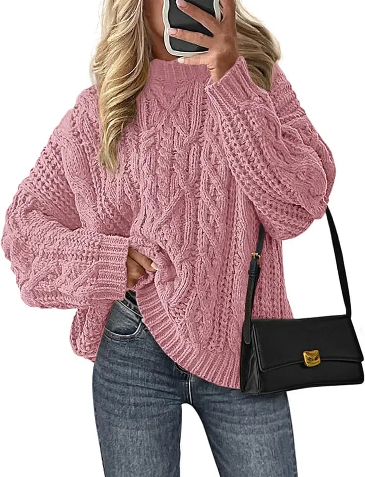 PRETTYGARDEN Womens Oversized Fall Sweaters Chunky Cable Knit Pullover Tops