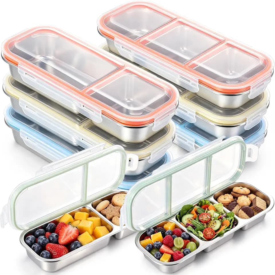 8 Pack Stainless Steel Snack Container Leak Proof Lid, Multicolor