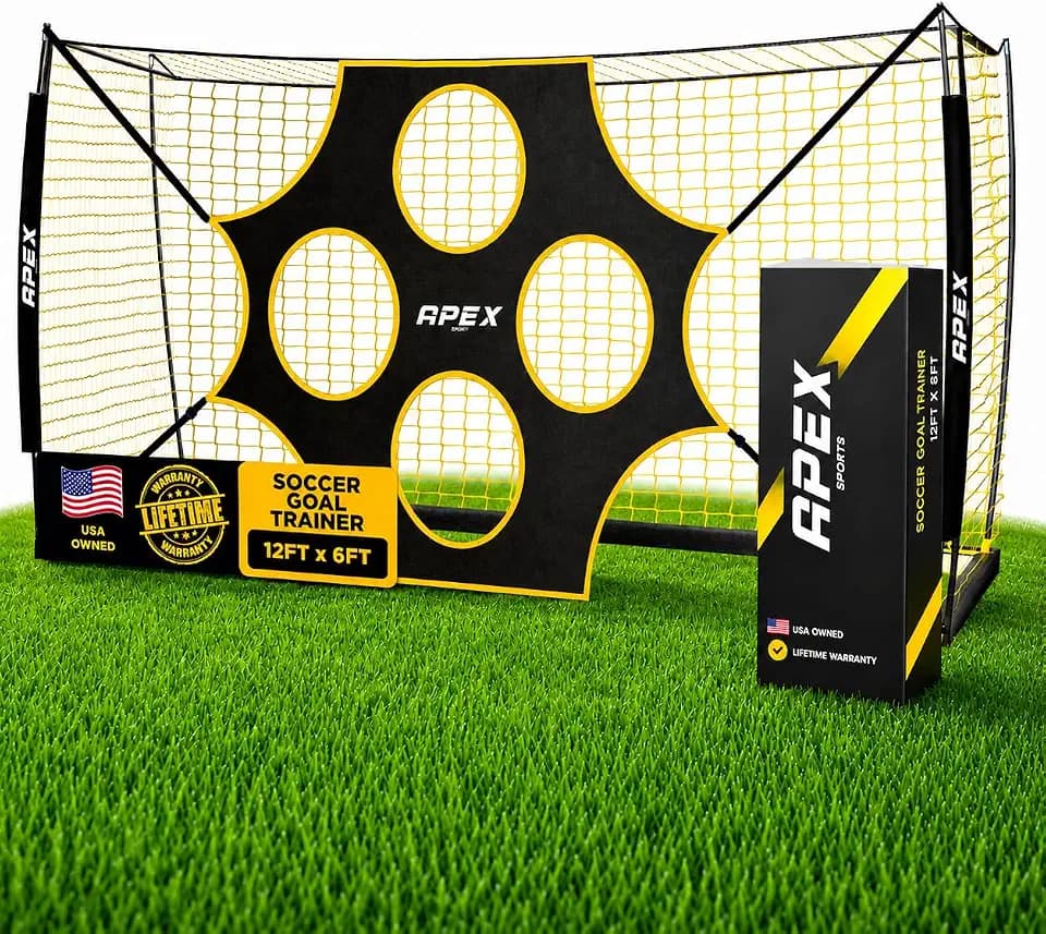 Apex Sports 12x6 FT Soccer Goal with Precision Target – Portable Soccer Net