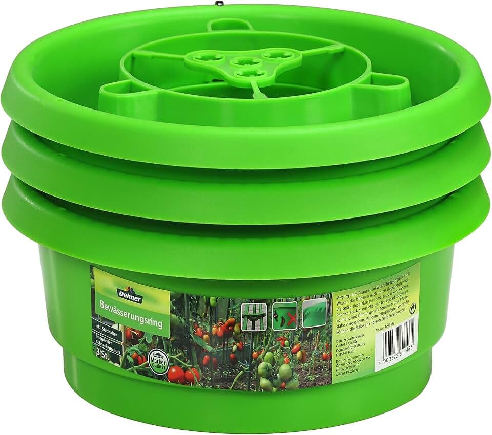 Dehner Bewässerungsring mit Schneckenschutz, 3 Stück, je Ø 24 cm, Höhe 9 cm, Kunststoff, grün