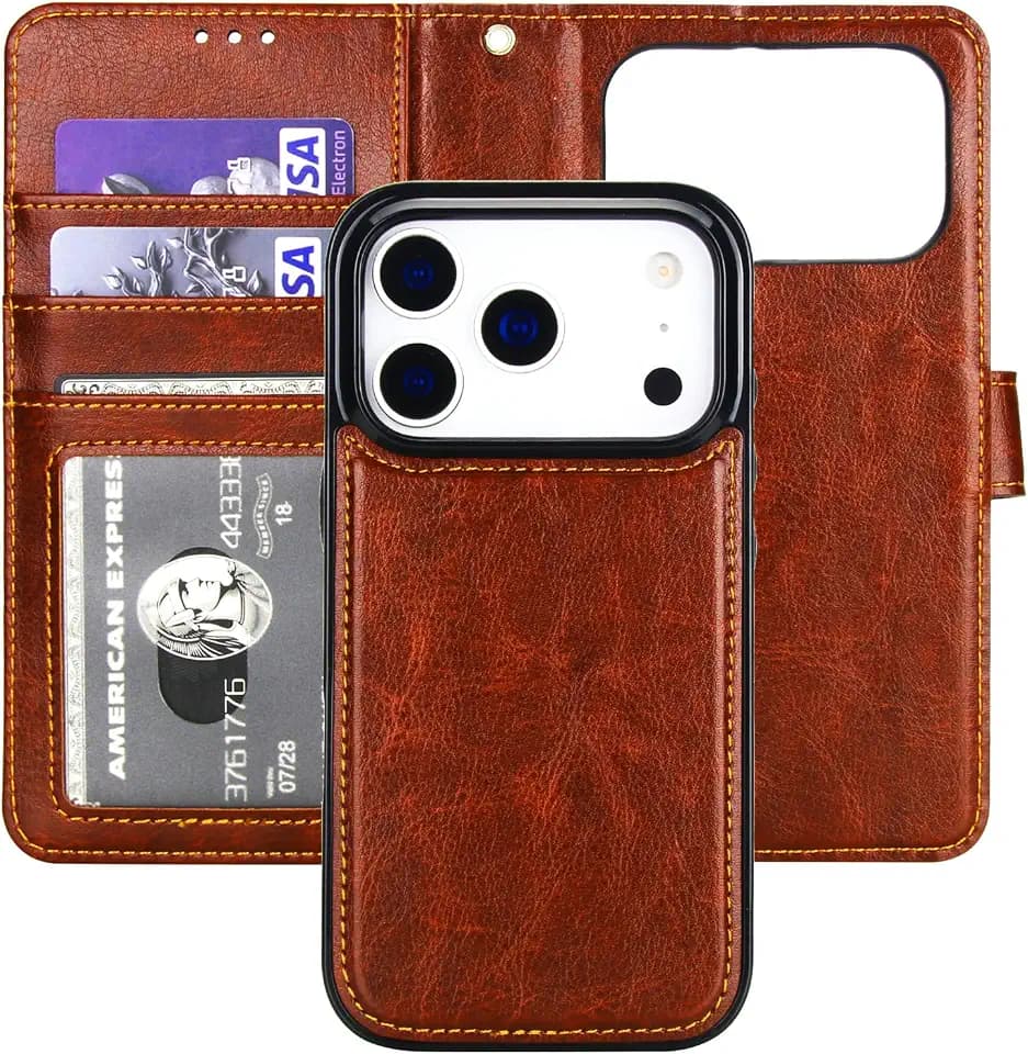 Bocasal Detachable Wallet Case for iPhone 18 Pro / 17 Pro, Brown