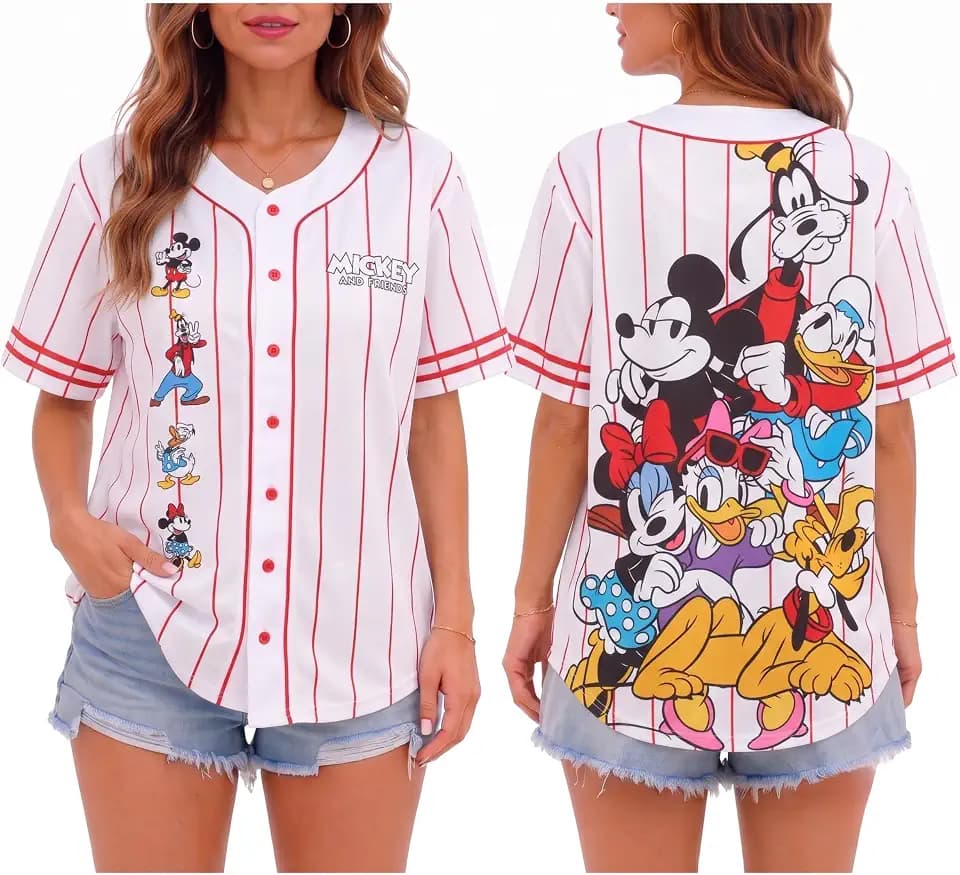 Disney Womens Baseball Jersey Lightweight Graphic Baseball Shirts for Women
