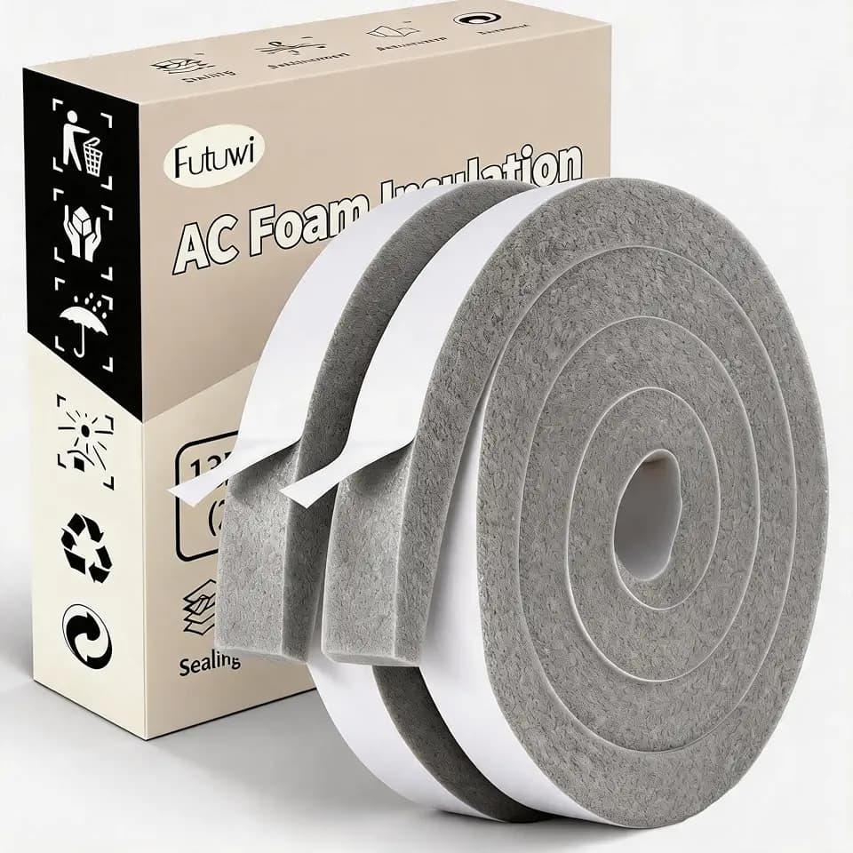 Air Conditioner Foam-2 Rolls, 1 Inch Wide X 1 Inch Thick Total 13 Feet Long, AC Foam Weather Stripping Insulation Tape for Face Shield's Headband(6.5ft x 2 Rolls)