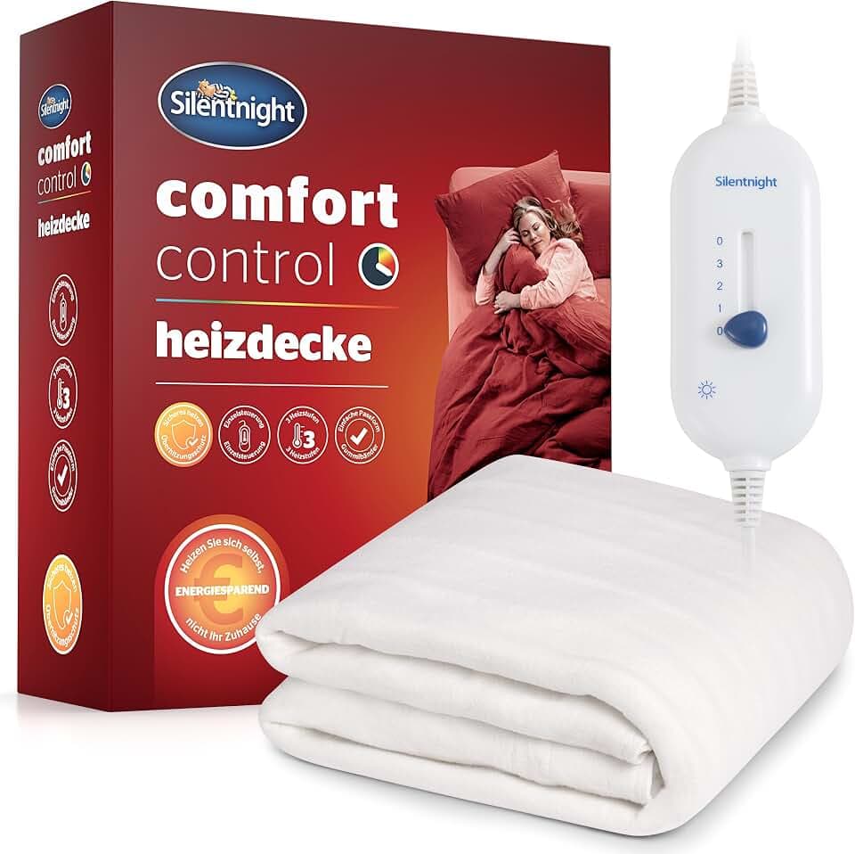 Silentnight Comfort Control Wärmeunterbett 150x80cm | Heizdecke Bett mit 3 Heizstufen, Ultraschnelles, Aufheizen Elastische Bander Waschmaschinen Waschbar | Heizunterlage Bett Heizmatte | 150x80cm
