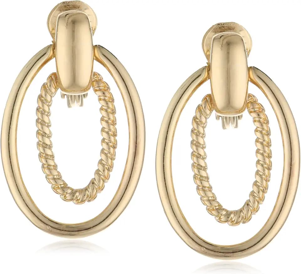 Napier "With A Twist" Gold-Tone Rope Accented Doorknocker Earrings