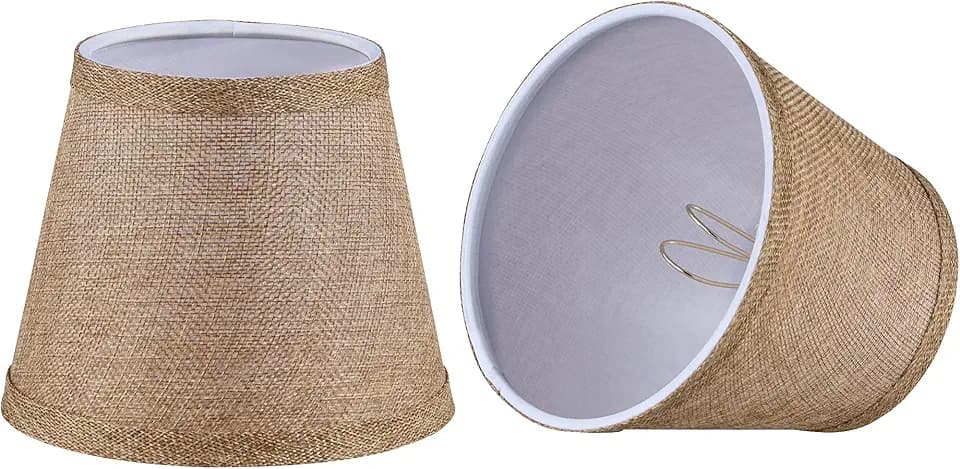 Aspen Creative 51022-2, Hardback Empire Transitional Clip-On Chandelier Shade, Beige Linen Texture Fabric, 4" Top x 6" Bottom x 5" Slant, Set of 2