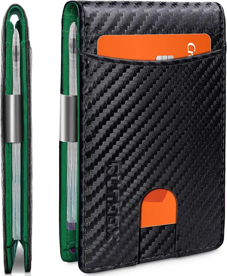 RUNBOX Slim Money Clip Wallet for Men, RFID Blocking Bifold, Front Pocket