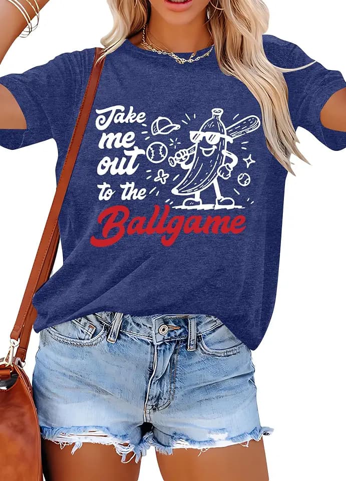 Baseball Shirt Women Baseball Team Top Game Day Fan Tee Ballgame Tshirt