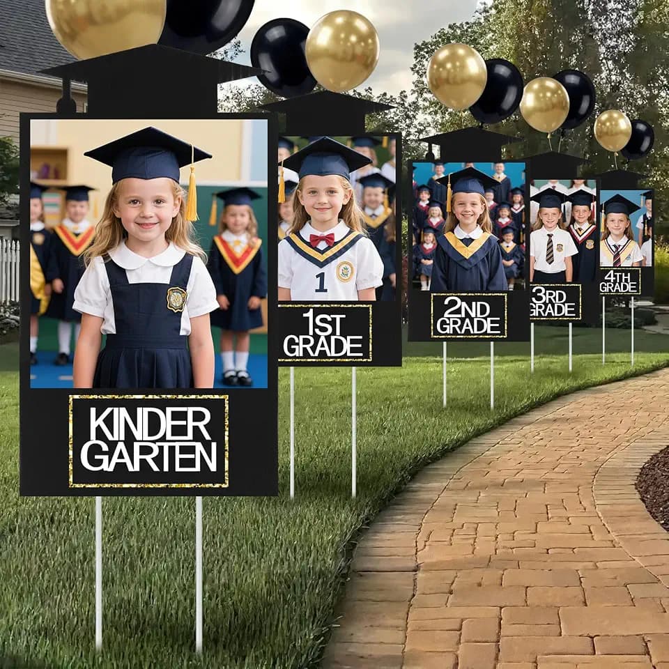 Briwooody 13 Pcs K-12 Graduation Yard Signs 2026 Photo Stakes,Black