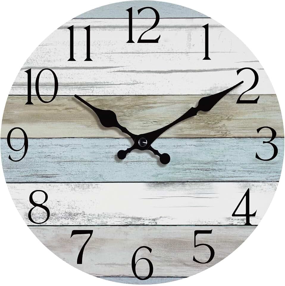 14 Inch Wall Clock, Silent Battery Operated Analog Clock, Blue