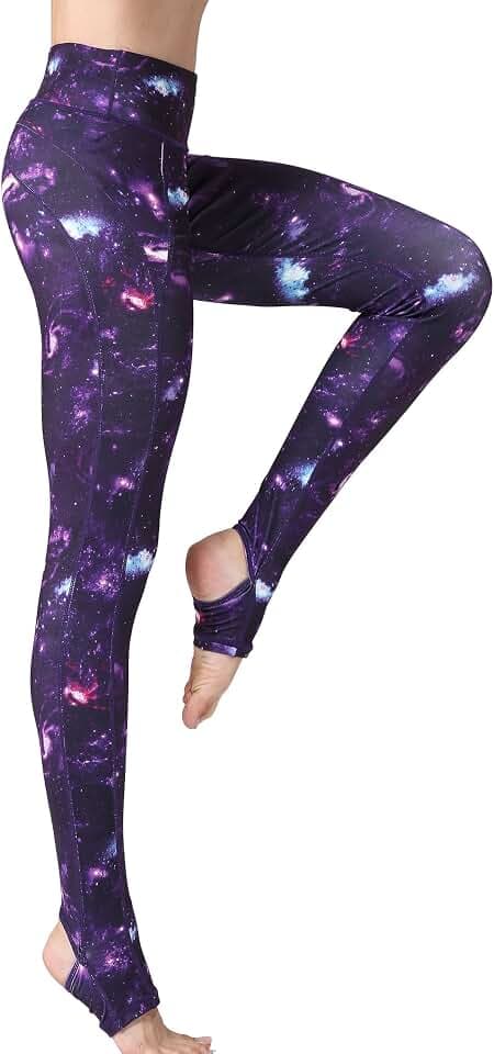 Damen High Waist Elastische Sporthose mit Bunte Blumen Design Blickdichte Sport Leggings Lange Sportleggins Yogahosen