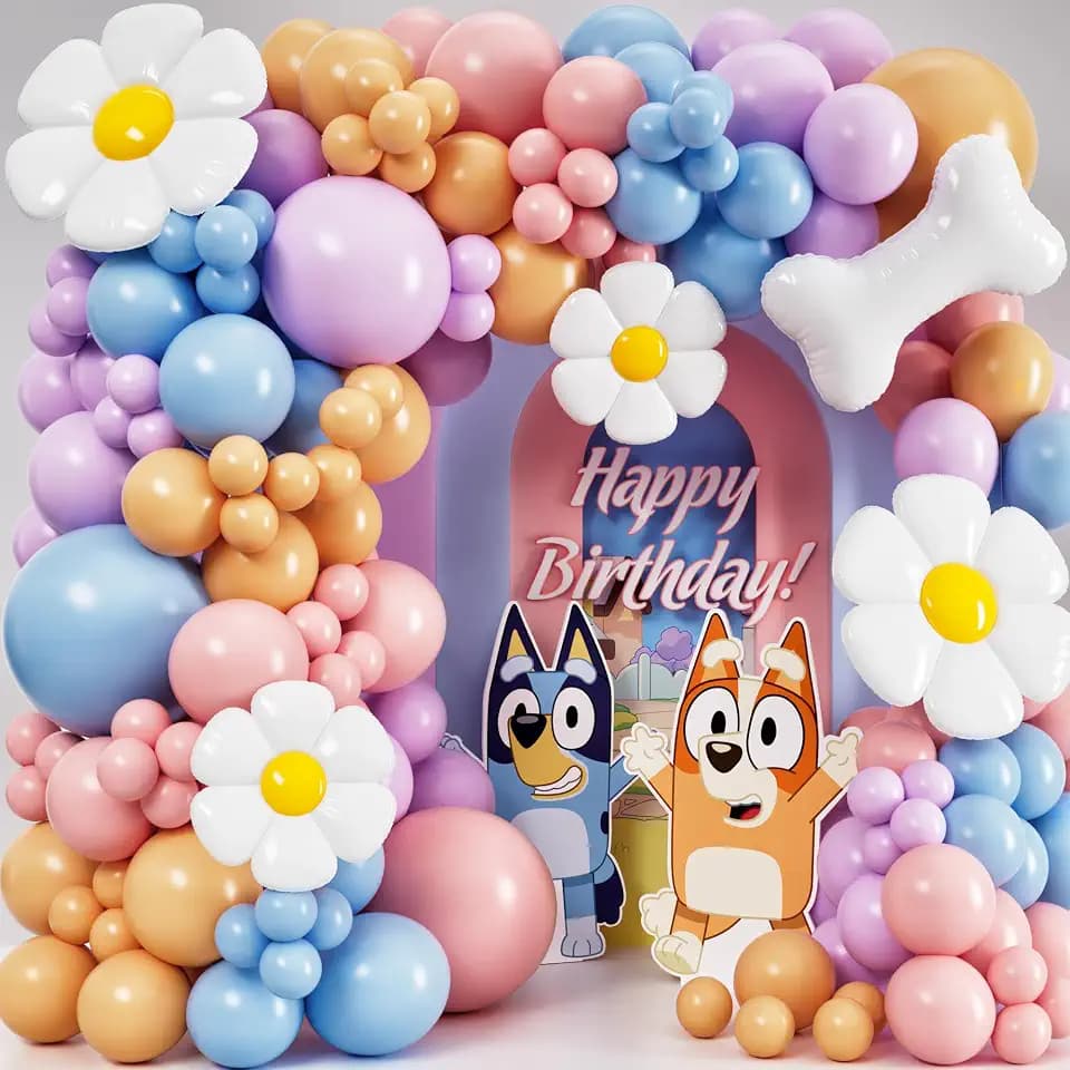 ALL-IN-1 Blue Balloon Arch Kit with BONUS Bone & Daisy Balloons for Birthday Decoration Girl - Pastel Balloons Garland for Blue Party Decorations & Party Supplies - Puppy Party Decorations