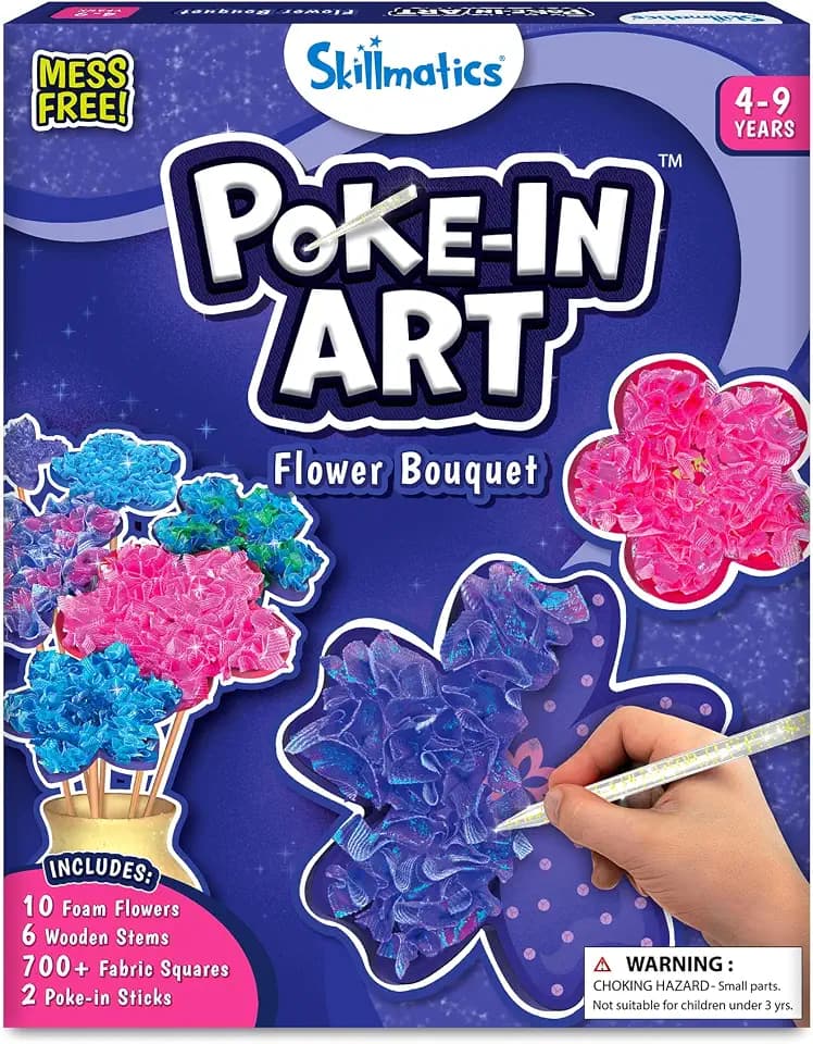 Skillmatics Poke-in Art – Flower Bouquet, Wood Craft Kit, Gift for Kids