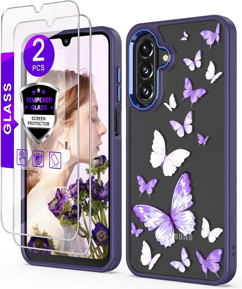 for Samsung Galaxy A17/A18 Case Crystal Clear Floral, Butterfly