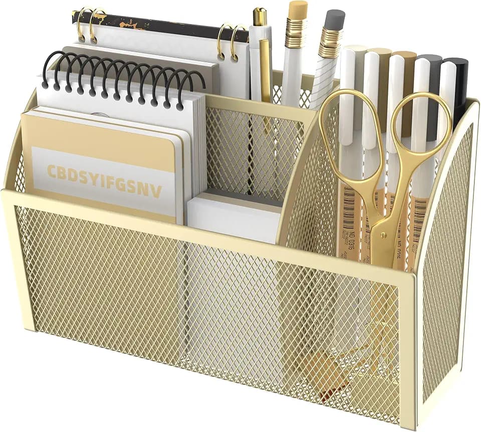 3-Grid Magnetic Pencil Holder, Strong Magnet Locker Organizer, Yellow