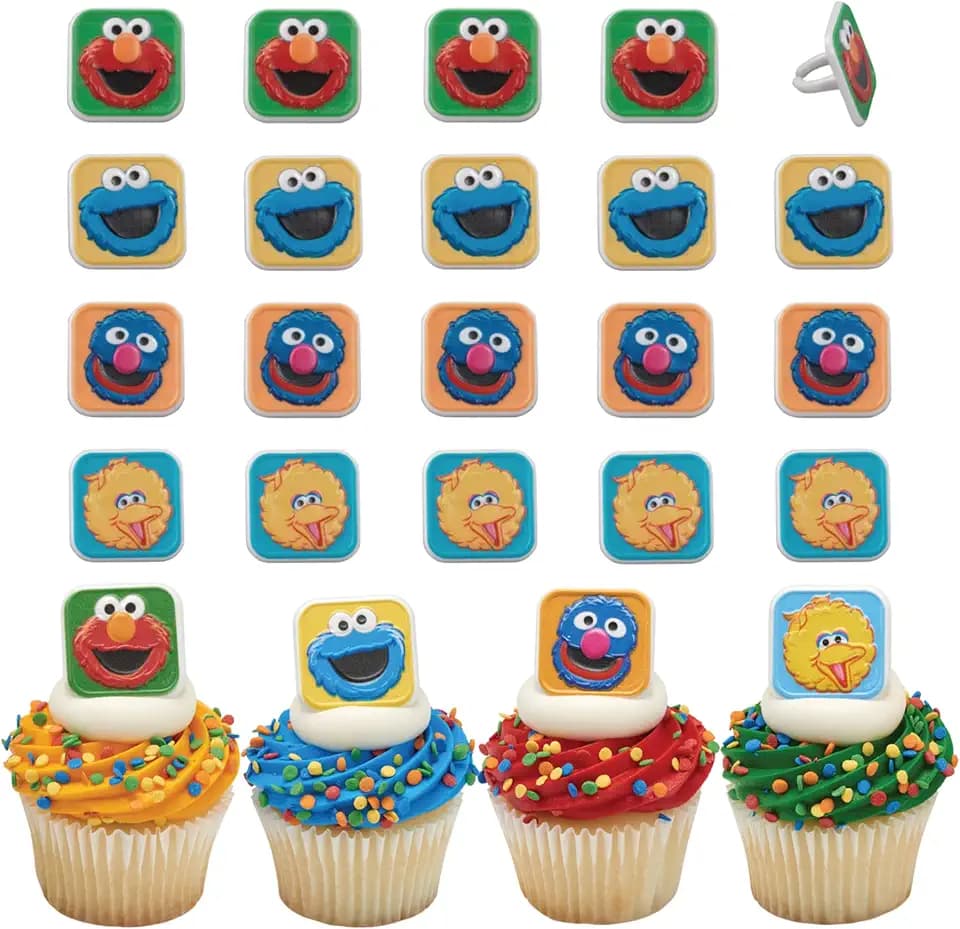 Sesame Street® Cupcake Decoration Toppers | 24 Pack Party Cake Rings