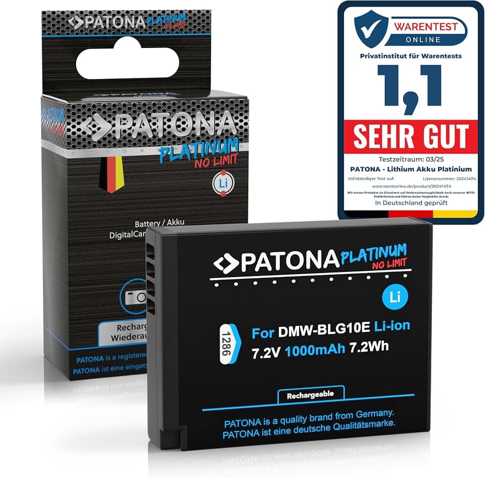 PATONA Platinum Akku Ersatz für Panasonic DMW-BLG10 BLG10E DMC-GF6 1000mAh
